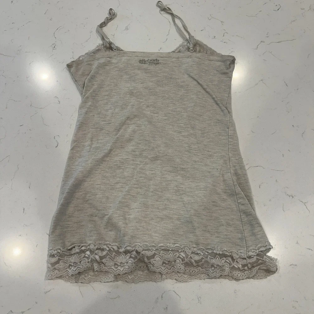 Charlotte Russe Y2K Babydoll Lace Trim Cami Top Heathered Grey Womens Medium